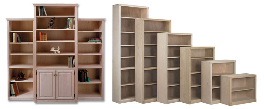 Oak Maple Unfinished Solid Real Wood Bookcases Furniture Gallery